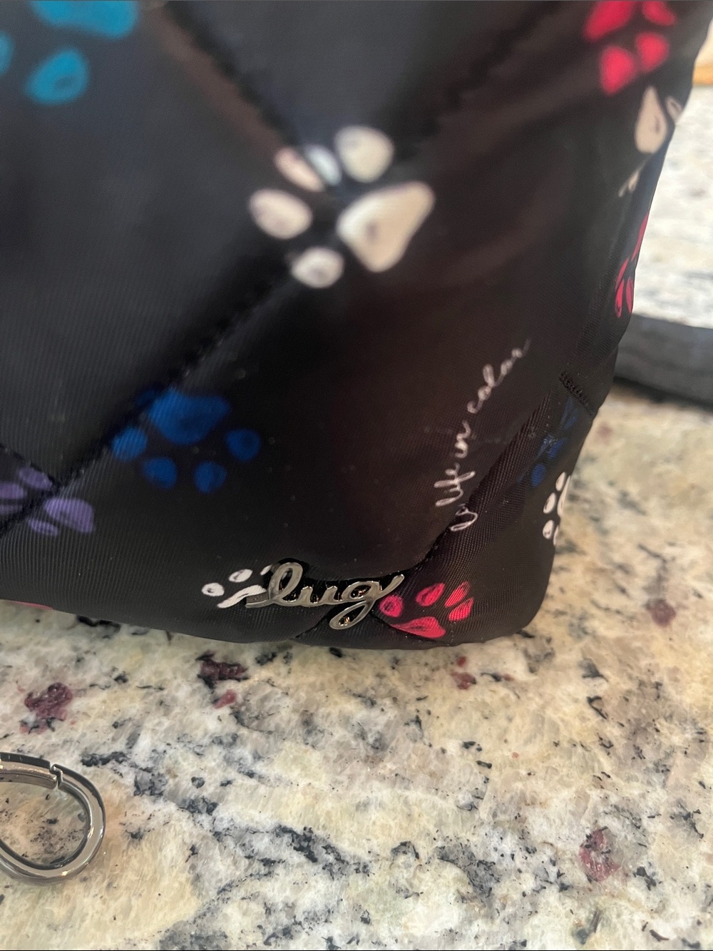 lug navy Blue Quilted Crossbody with Multicolor Paw Prints - Picture 2 of 9